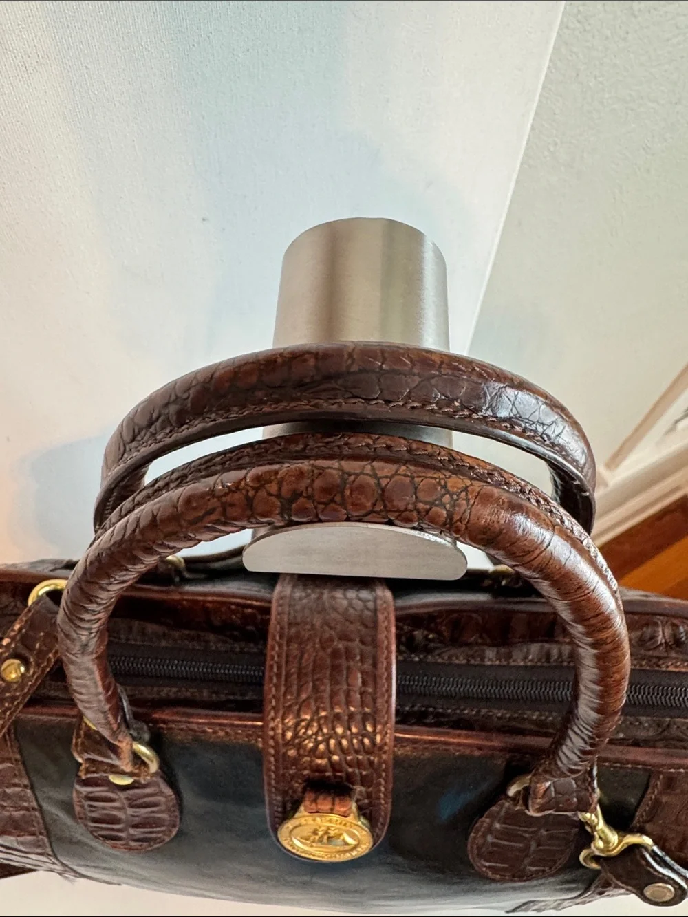 Vintage Brahmin Addison Croc Embossed Leather Satchel